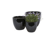 Krukkesett keramikk svart 3 stk.